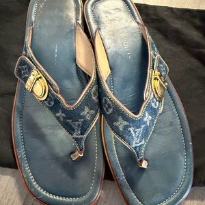 Valentino Tan and Blue Sandals